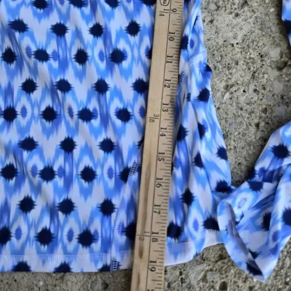 G/Fore Women’s XS Blue White Ikat Print Quarter 1/4 Zip Pullover Top Golf Tennis - Picture 6 of 12